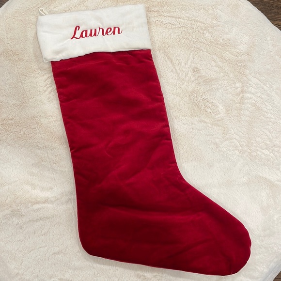 Pottery Barn Other - Pottery Barn Classic Velvet Large Stocking personalized with “Lauren”
